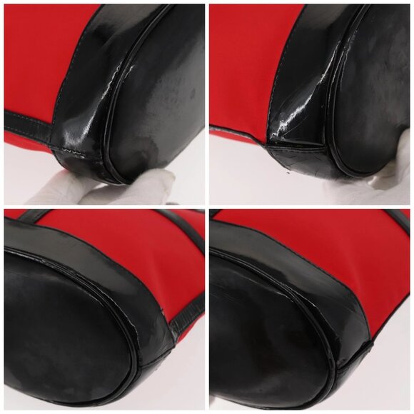 SAINT LAURENT Tote Bag Enamel nylon Red Silver - Picture 16 of 16